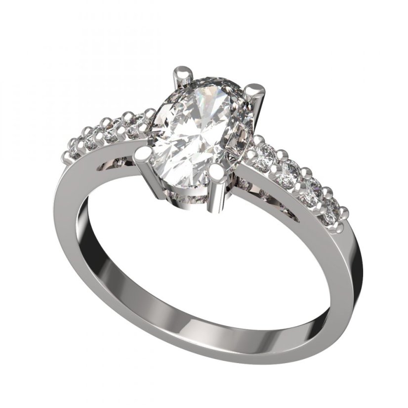 BG zlatý prstýnek 712 Bílé zlato - 585 Diamant