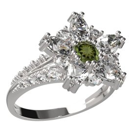 BG prsten ve tvaru hvězdy 521-G Stříbro 925 - rhodium Vltavín a  kubický zirkon