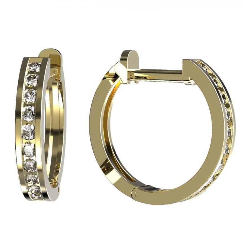 Zlaté náušnice s diamantem, žluté zlato 585 – 654