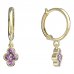 BeKid, Gold kids earrings -295 - Switching on: Circles 12 mm, Metal: Yellow gold 585, Stone: Pink cubic zircon