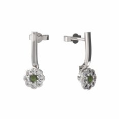 BG vltavínové náušnice 552 Bílé zlato - 585 Vltavín a diamant