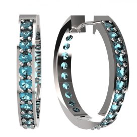 BG zlaté náušnice 808 Bílé zlato - 585 Světle modrý kubický zirkon