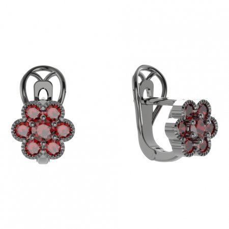 BG  earring 140-R7 circular - Metal: Silver 925 - rhodium, Stone: Garnet