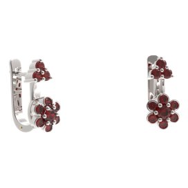 BG náušnice ve tvaru květu 518-87 Stříbro 925 - rhodium Granát