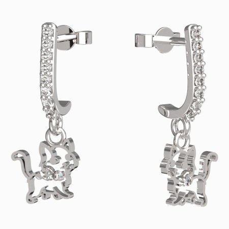 BeKid, Gold kids earrings -1184 - Switching on: Pendant hanger, Metal: White gold -585, Stone: White cubic zircon