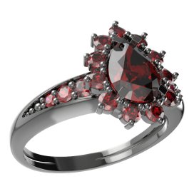 BG prsten kapkovitý kámen 509-J Stříbro 925 - ruthenium (30-90dní) Granát