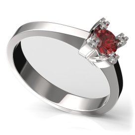 BG zlatý prstýnek 763 Bílé zlato - 585 Červený kubický zirkon