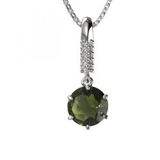 BG vltavínový přívěšek 681 Bílé zlato - 585 Vltavín a diamant
