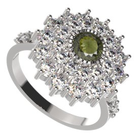 BG prsten 004-Z kulatého tvaru Stříbro 925 - rhodium Vltavín a kubický zirkon