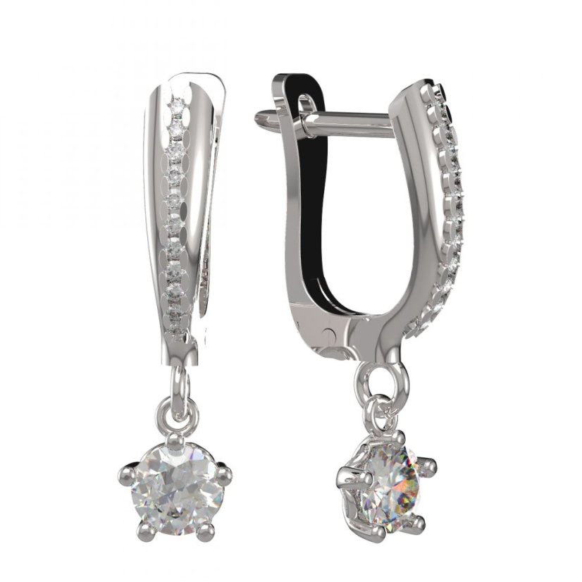 BG zlaté náušnice 874 Bílé zlato - 585 Diamant
