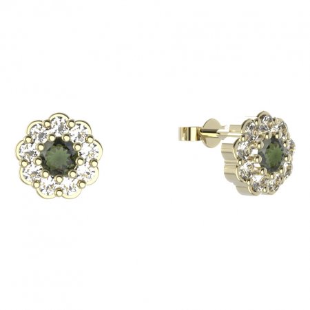 BG earring circular -  453 - Metal: Silver 925 - rhodium, Stone: Garnet