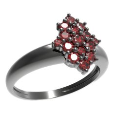 BG prsten s kulatým kamenem 536-I Stříbro 925 - ruthenium (30-90dní) Granát