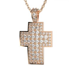 BG zlatý diamantový přívěšek křížek 759 Růžové zlato 585 (30-90dní) Diamant lab-grown