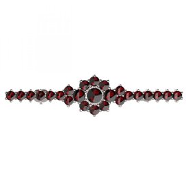 BG brož 017 Stříbro 925 - rhodium Granát