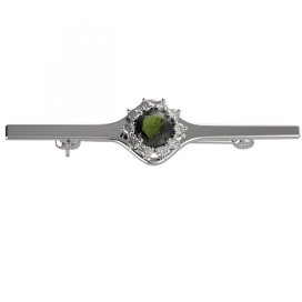 BG brož 511I Bílé zlato - 585 Vltavín a kubický zirkon