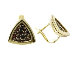 BG náušnice přírodní broušený granát   1143 Žluté zlato - 585 Granát