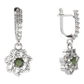 BG kulaté náušnice 456-84 Stříbro 925 - rhodium Vltavín a kubický zirkon
