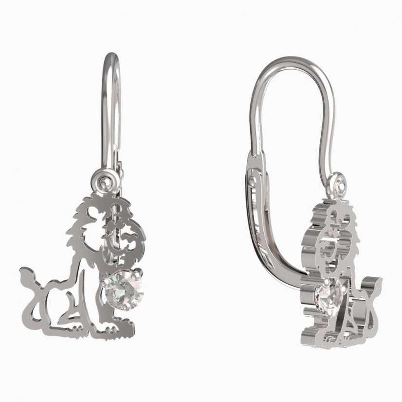 BeKid dětské náušnice lev 1191 Bílé zlato - 585 Diamant