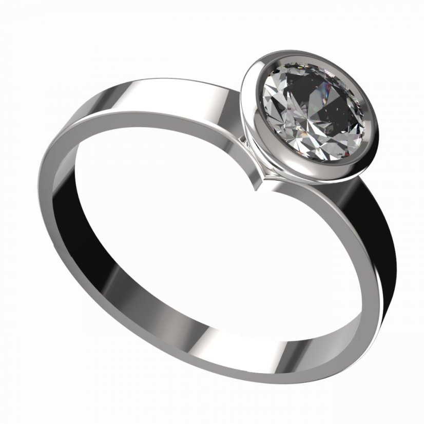 Zlatý prsten s diamantem, bílé zlato 585 – 946 (ZD42946/557)