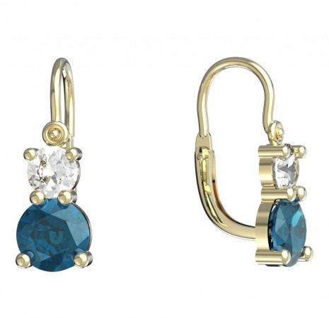BeKid, Gold kids earrings -857 - Switching on: Brizura 0-3 roky, Metal: Yellow gold 585, Stone: Light blue cubic zircon