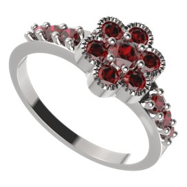 BG prsten 140-Z kulatého tvaru Stříbro 925 - rhodium Granát