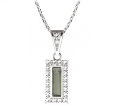 BG přívěs čtvercový 837-1 Stříbro 925 - rhodium Vltavín a  kubický zirkon