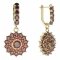 BG circular earring 004-96 - Metal: Yellow gold 585, Stone: Moldavit and garnet