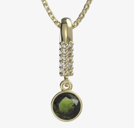 BG zlatý přívěšek 724 Žluté zlato - 585 Vltavín a diamant