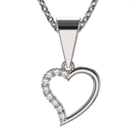 BG zlatý diamantový přívěšek srdíčko 1250 Bílé zlato - 585 Diamant lab-grown