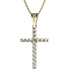 BG zlatý diamantový přívěšek křížek 259 Žluté zlato - 585 Diamant lab-grown