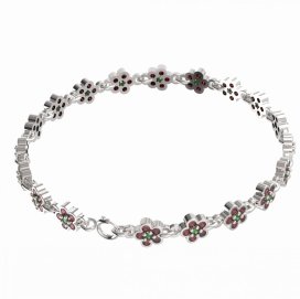 BG náramek 520 Stříbro 925 - rhodium Vltavín a granát