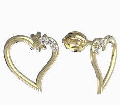 Bg náušnice srdíčko 1165 Žluté zlato - 585 Diamant