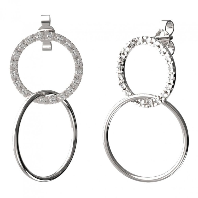 BG zlaté náušnice 116303 Bílé zlato - 585 Bílý kubický zirkon