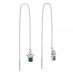 BeKid, Gold kids earrings -159 - Switching on: Chain 9 cm, Metal: White gold 585, Stone: Green cubic zircon