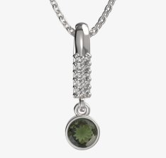 BG zlatý přívěšek 723 Bílé zlato - 585 Vltavín a diamant