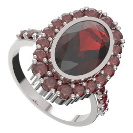 BG prsten 523-Z oválného tvaru Stříbro 925 - rhodium Granát