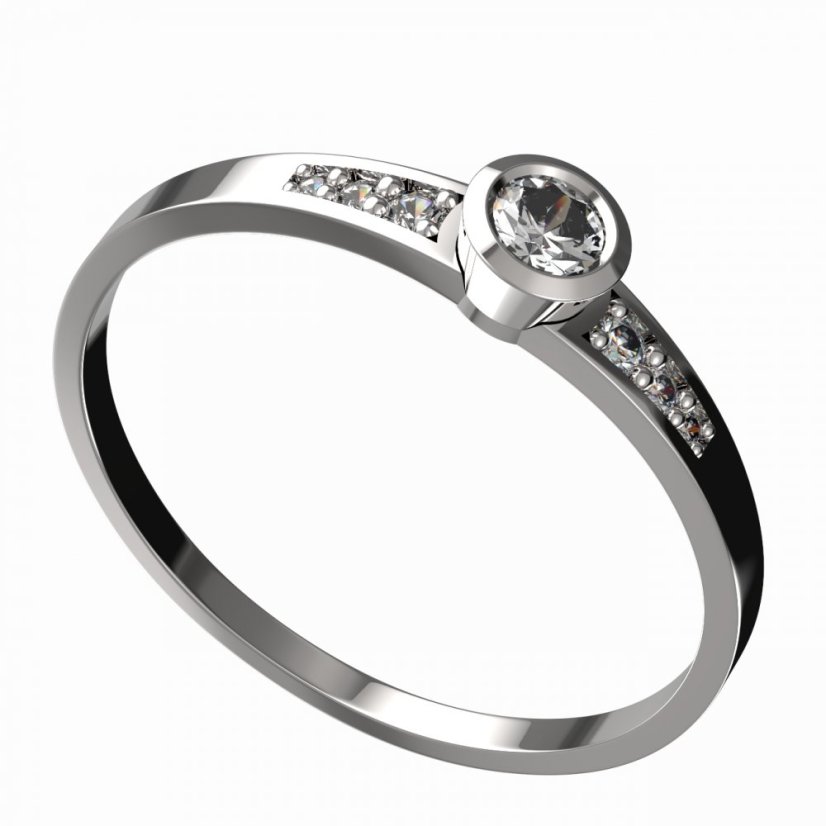 BG zlatý diamantový prstýnek 551 J Bílé zlato - 585 Diamant lab-grown