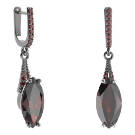BG náušnice s centrálním oválným kamenem 481-G91 Stříbro 925 - ruthenium (30-90dní) Granát