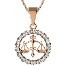 BG zlatý diamantový přívěšek Váhy 044 Růžové zlato 585 (30-90dní) Diamant lab-grown