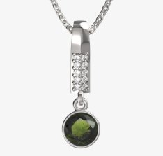 BG zlatý přívěšek 724 Bílé zlato - 585 Vltavín a diamant