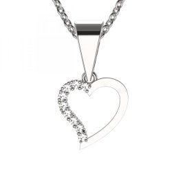 BG zlatý diamantový přívěšek srdíčko 1252 Bílé zlato - 585 Diamant lab-grown