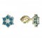 BeKid, Gold kids earrings -109 - Switching on: Circles 15 mm, Metal: Yellow gold 585, Stone: Dark blue cubic zircon