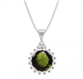 BG přívěs kruhováho tvaru 512-87 Stříbro 925 - rhodium Vltavín a  kubický zirkon