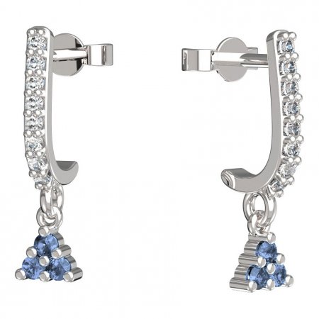 BeKid, Gold kids earrings -773 - Switching on: Pendant hanger, Metal: White gold 585, Stone: Light blue cubic zircon