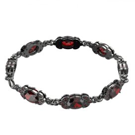 BG náramek vsazený český granát 961 Stříbro 925 - ruthenium (30-90dní) Granát