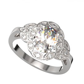 BG zlatý diamantový prstýnek 961 Bílé zlato - 585 Diamant lab-grown