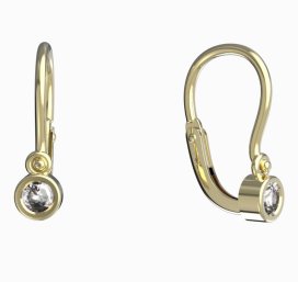 BeKid dětské náušnice 767 Žluté zlato - 585 Bílý kubický zirkon