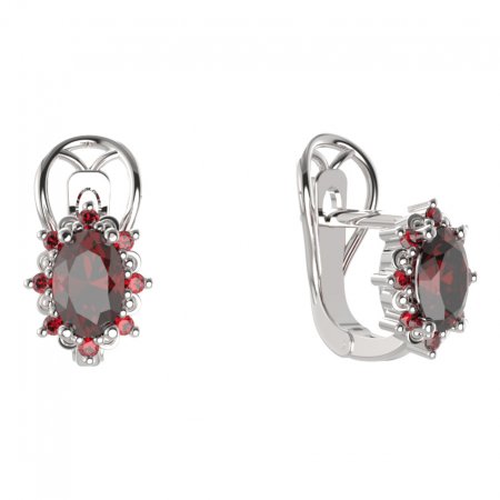 BG  earring 953-R7 oval - Metal: Silver 925 - rhodium, Stone: Garnet