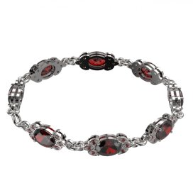 BG náramek vsazený granát  961 Stříbro 925 - rhodium Granát