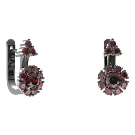 BG náušnice kruhováho tvaru 497-87 Stříbro 925 - ruthenium (30-90dní) Granát